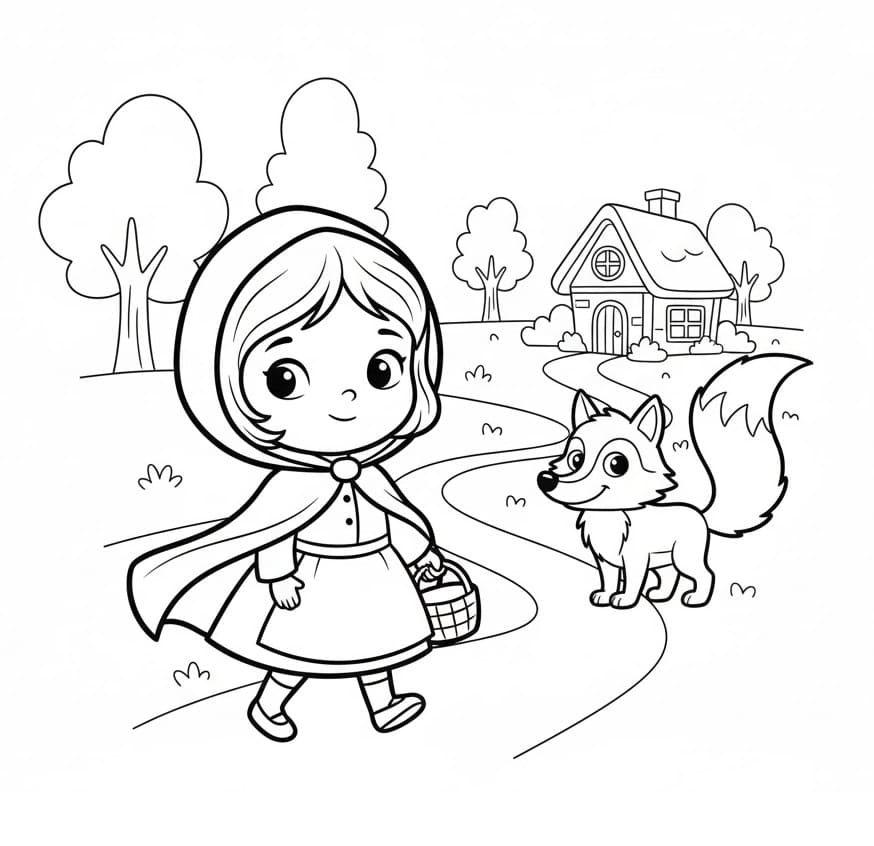 Stampabile Cappuccetto Rosso Omaggio da colorare