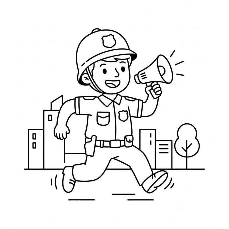 Stampabile Gratis Poliziotto da colorare