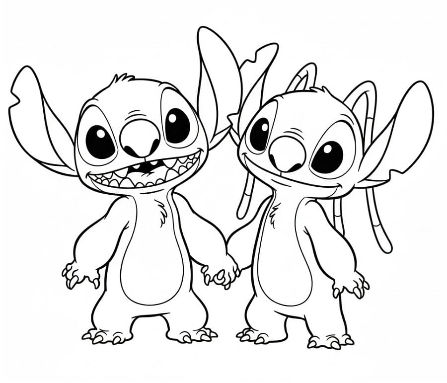 Stitch e Angel da colorare