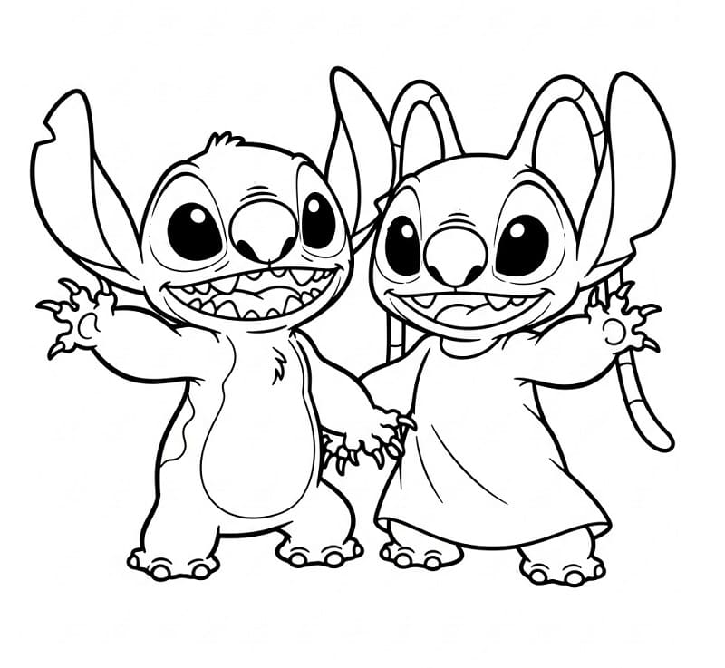 Stitch e Angel Disney da colorare