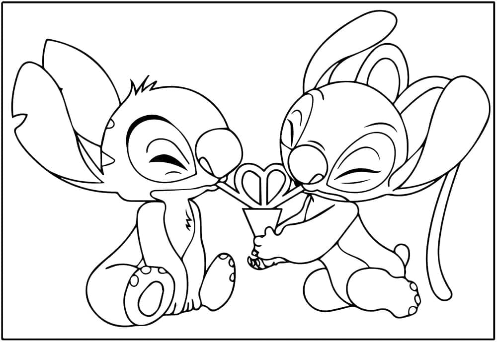 Stitch e Angel Gratis per Bambini da colorare