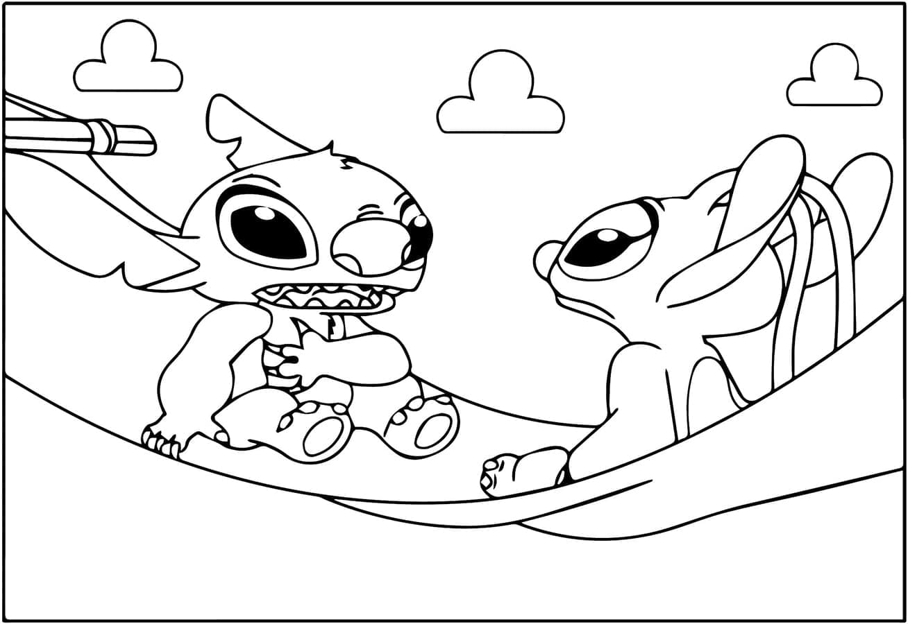 Stitch e Angel Stampabili per Bimbi da colorare