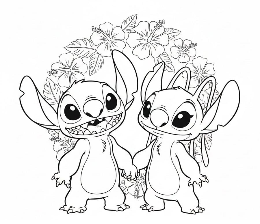 Stitch e Angel di Disney da colorare