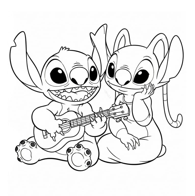 Stitch e Angel nella Disney da colorare