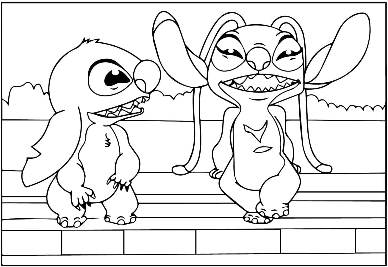 Stitch e Angel per Bimbi da colorare