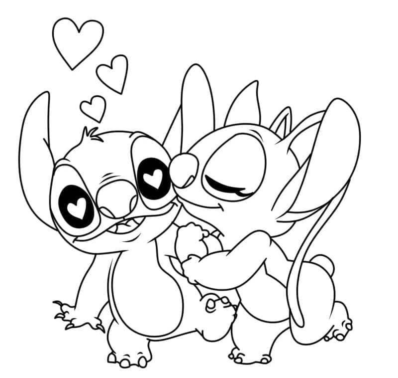 Stitch e Angel per Piccoli da colorare