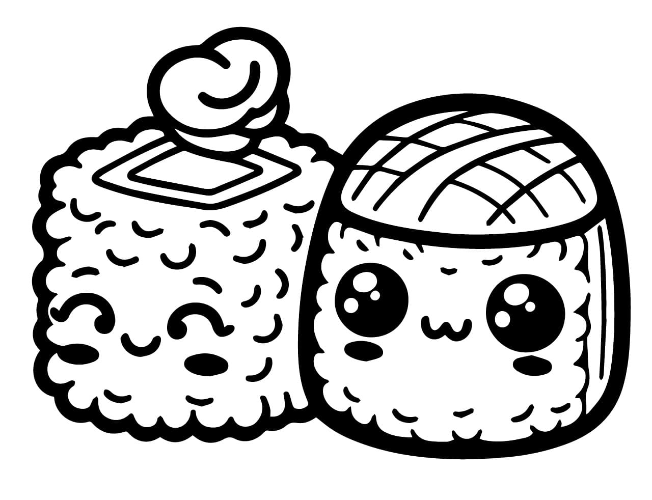 Sushi adorabile da colorare