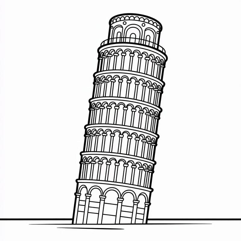 Torre di Pisa Gratis Stampabile da colorare
