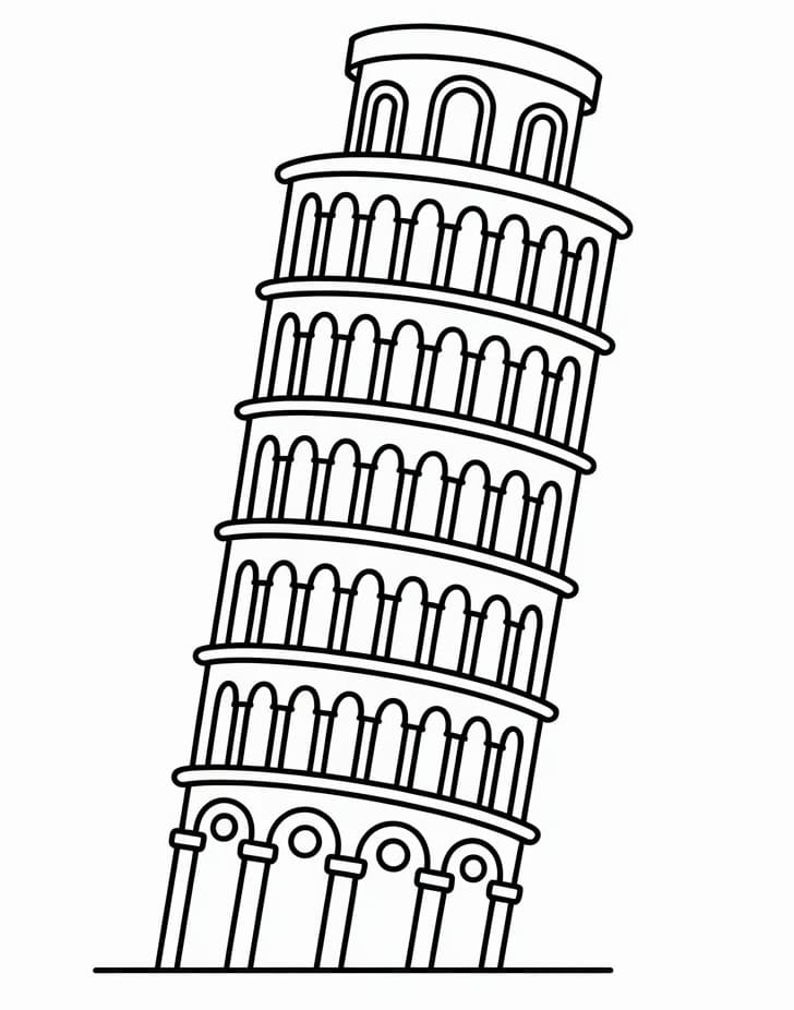 Torre di Pisa Immagine Gratis da colorare