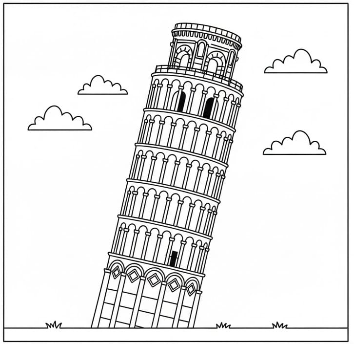 Torre di Pisa Incantevole da colorare
