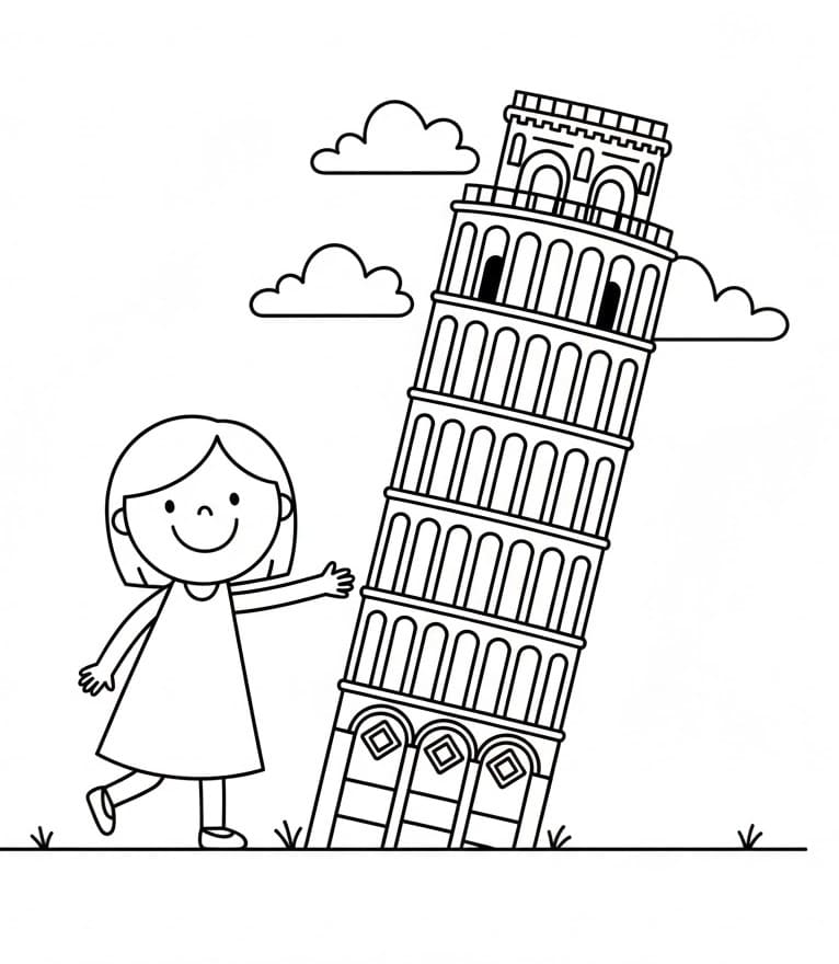 Torre di Pisa Meravigliosa da colorare