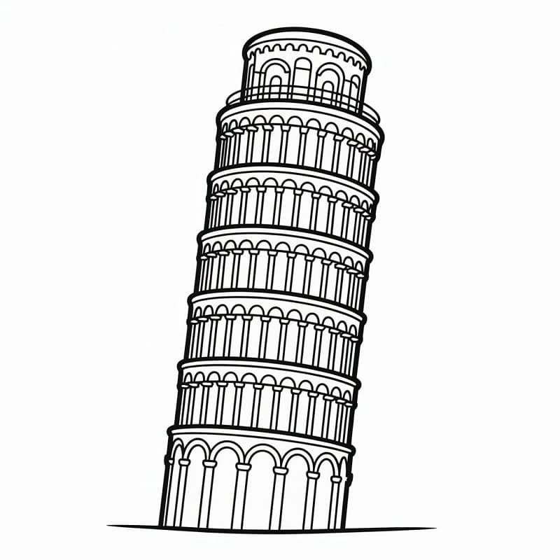Torre di Pisa Perfetta da colorare