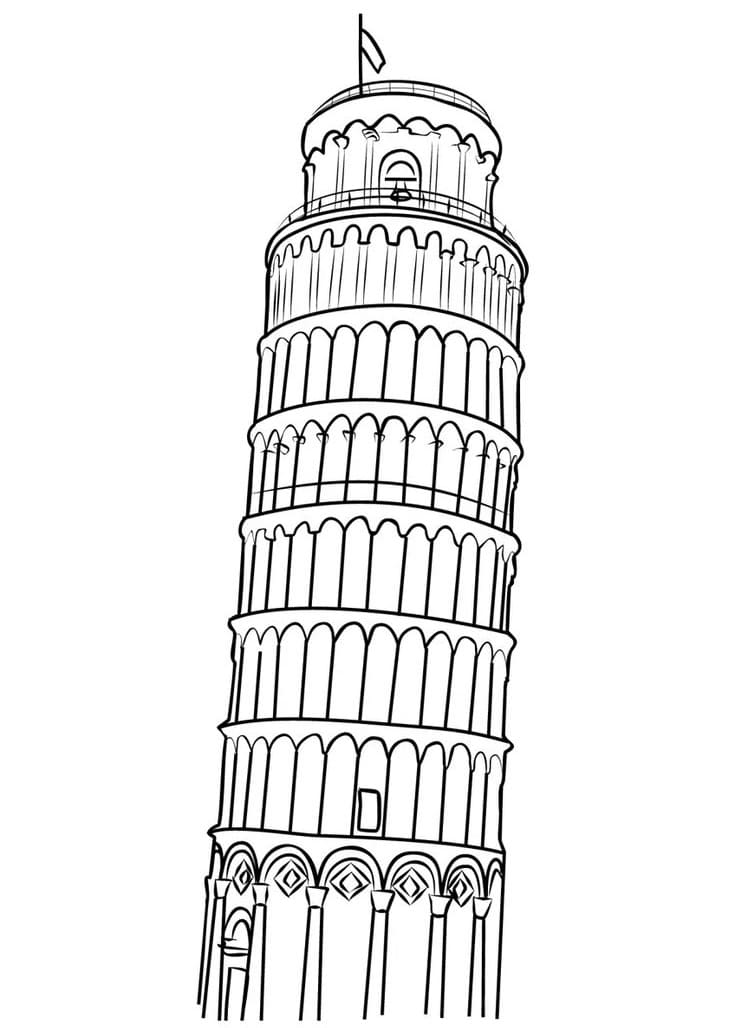 Torre di Pisa Stampabile per Piccoli da colorare