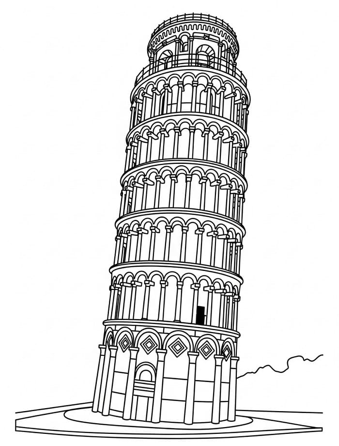 Torre di Pisa Stampabile da colorare