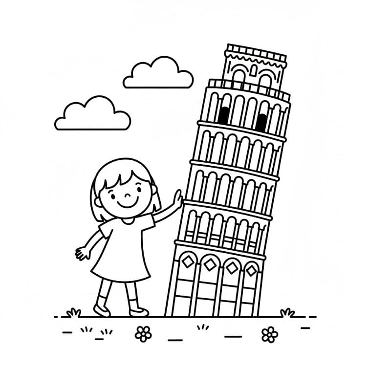 Torre di Pisa Straordinaria da colorare