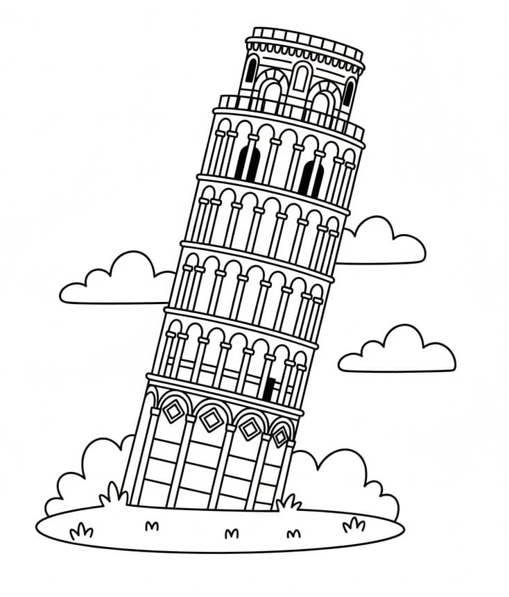 Torre di Pisa da Stampare da colorare