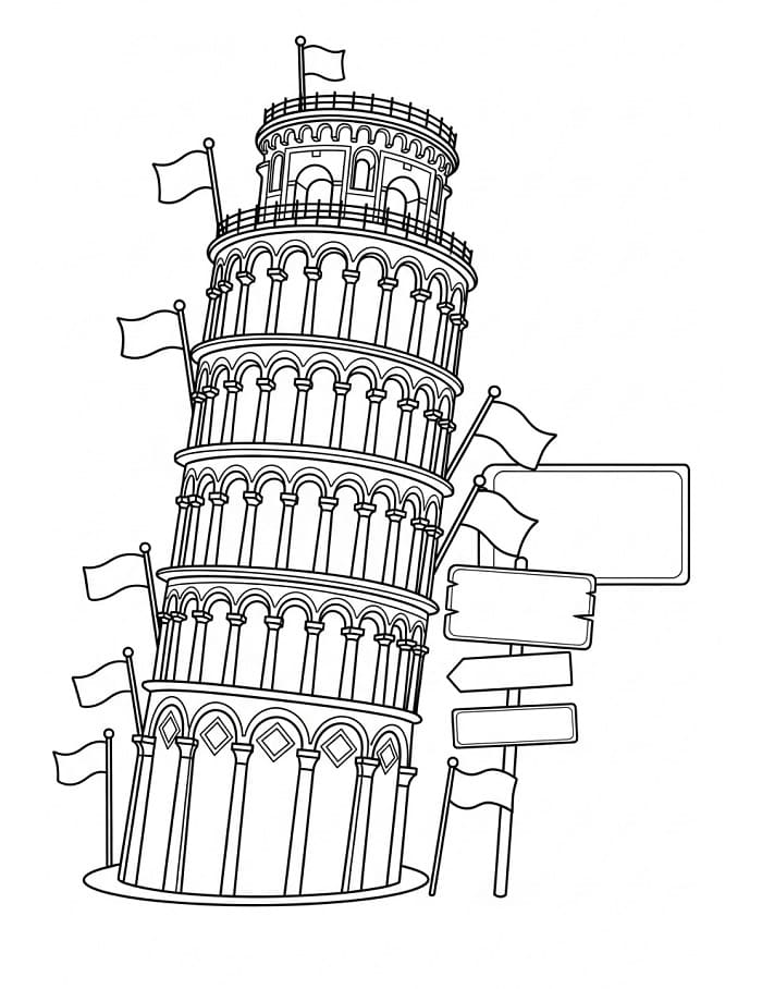 Torre di Pisa per Bimbi da colorare