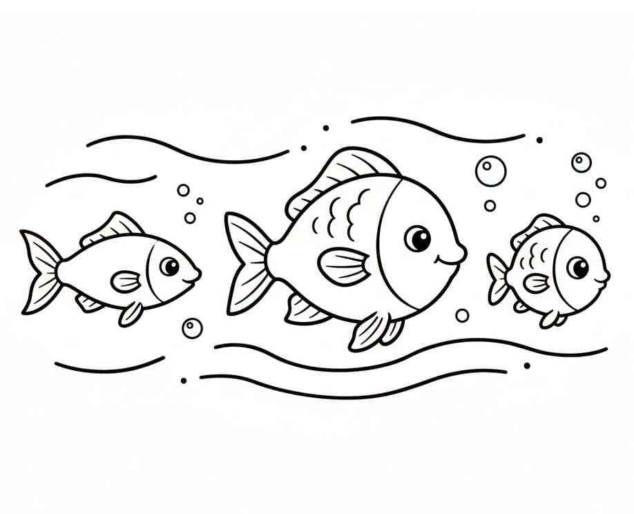 Tre Pesci da colorare