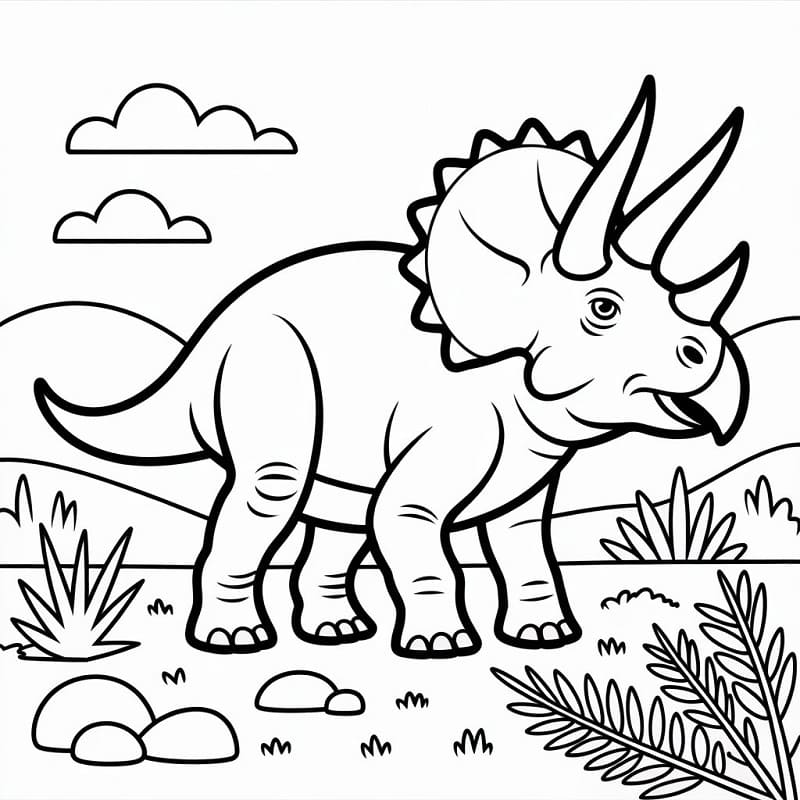 Triceratopo Tenerissimo da colorare