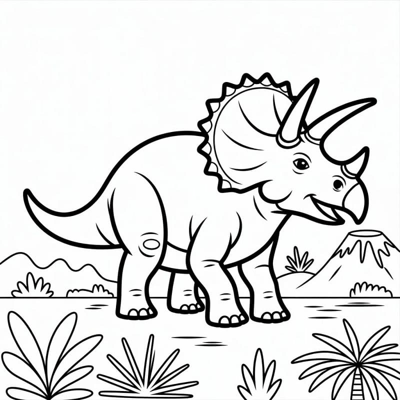 Un Triceratopo Dolcissimo da colorare