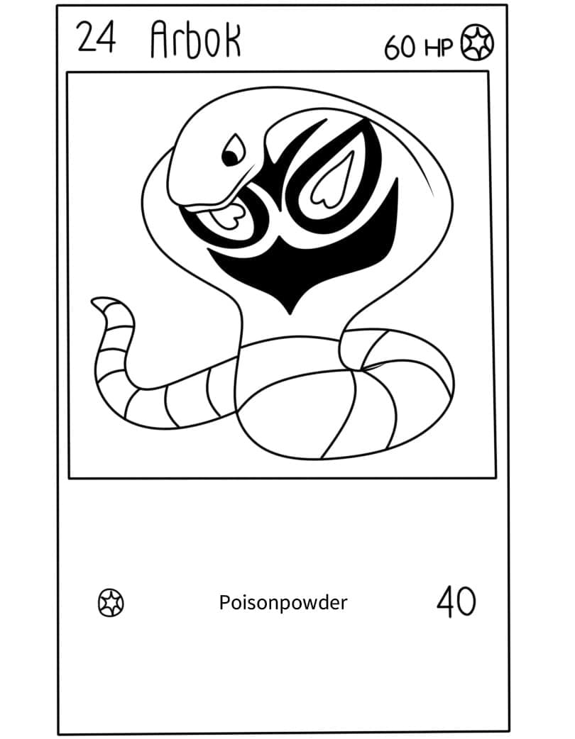 Arbok Carte Pokemon da colorare