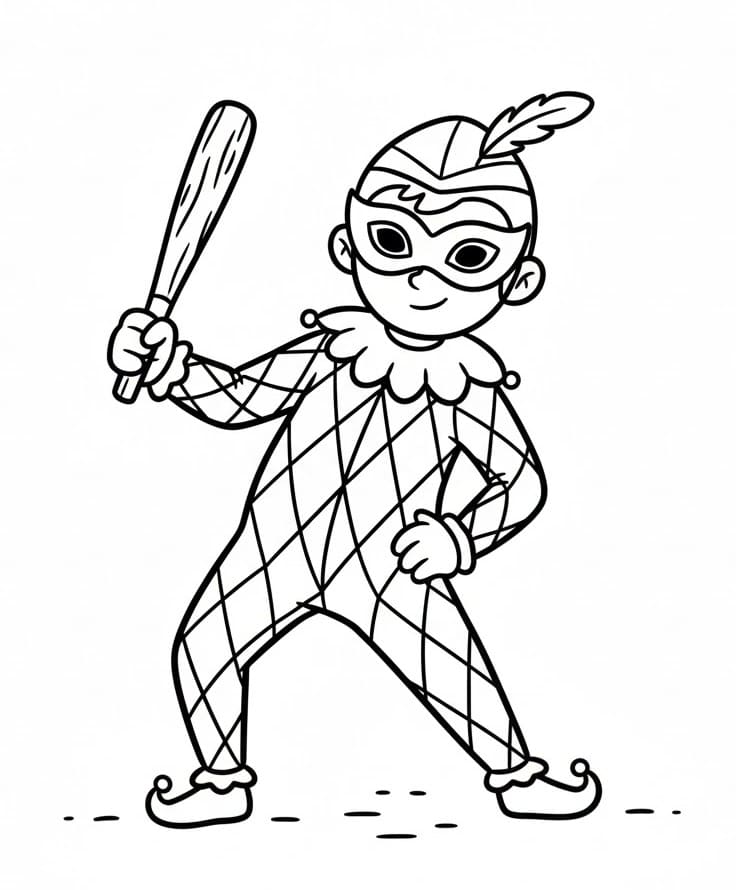 Arlecchino Stampabile per Bambini da colorare