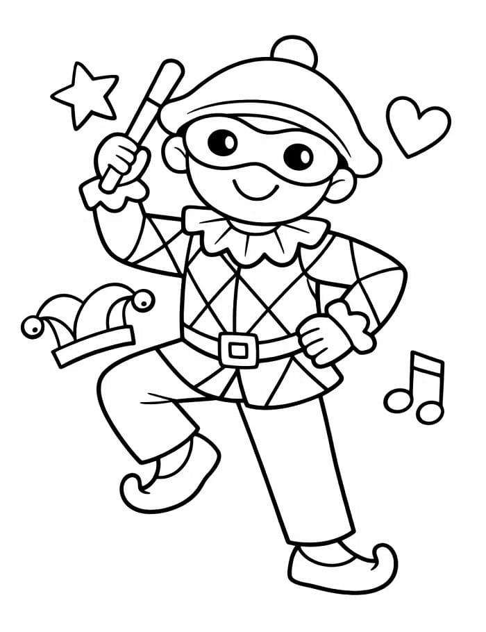 Arlecchino carino da colorare
