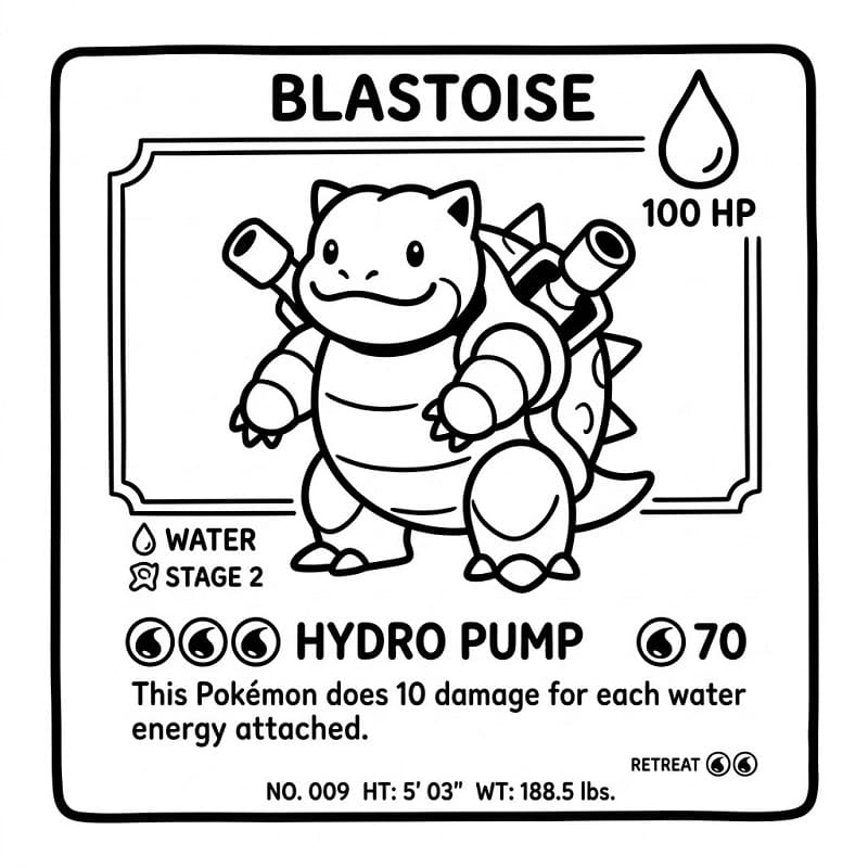 Blastoise Carte Pokemon da colorare
