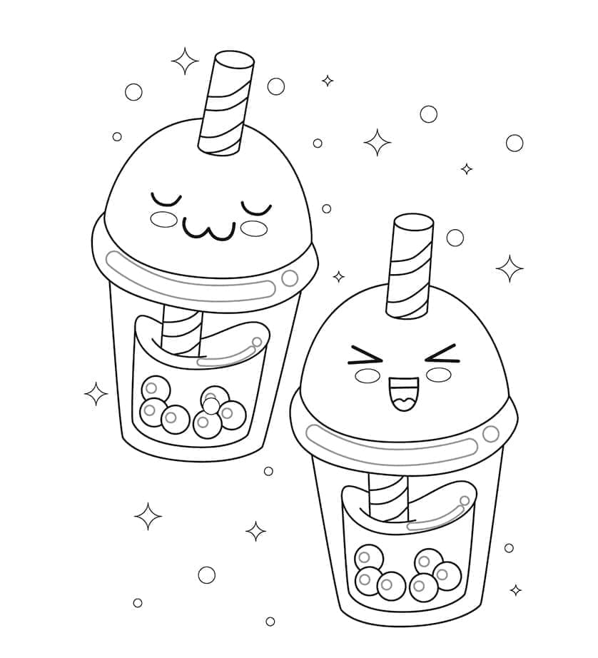 Boba Tea Kawaii da colorare