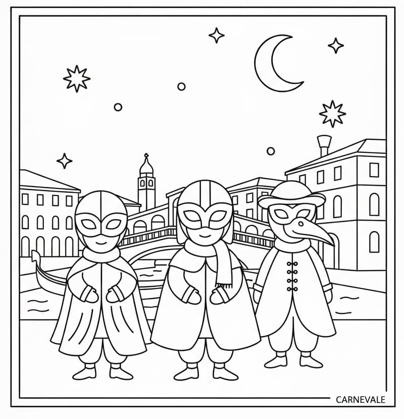 Carnevale Gratis Stampabile da colorare