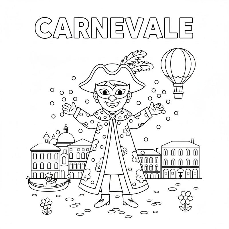 Carnevale Immagine Gratis da colorare
