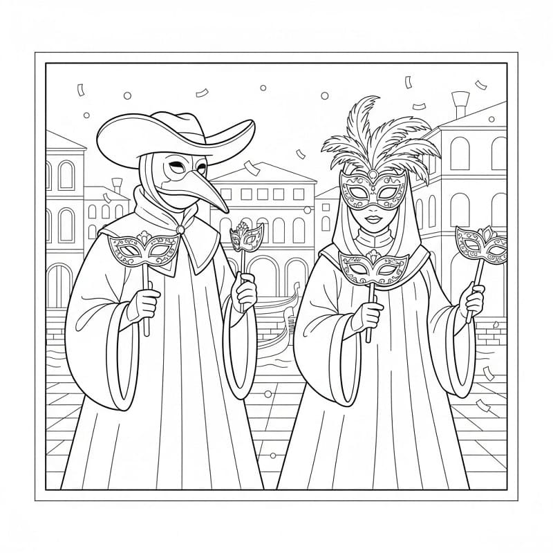 Carnevale Semplice da colorare