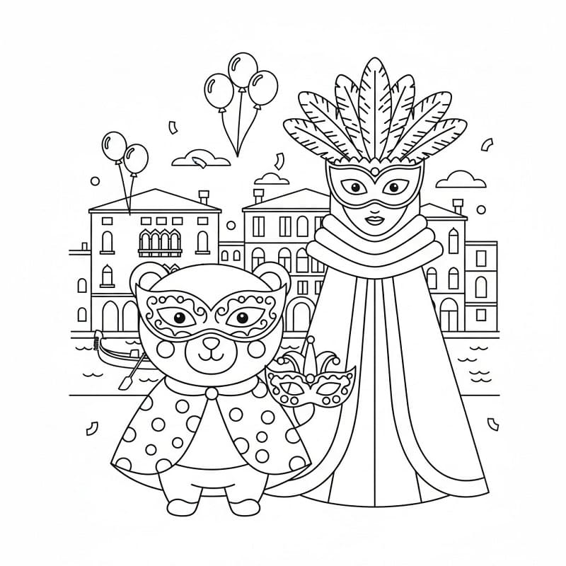 Carnevale Stampabile Gratis da colorare