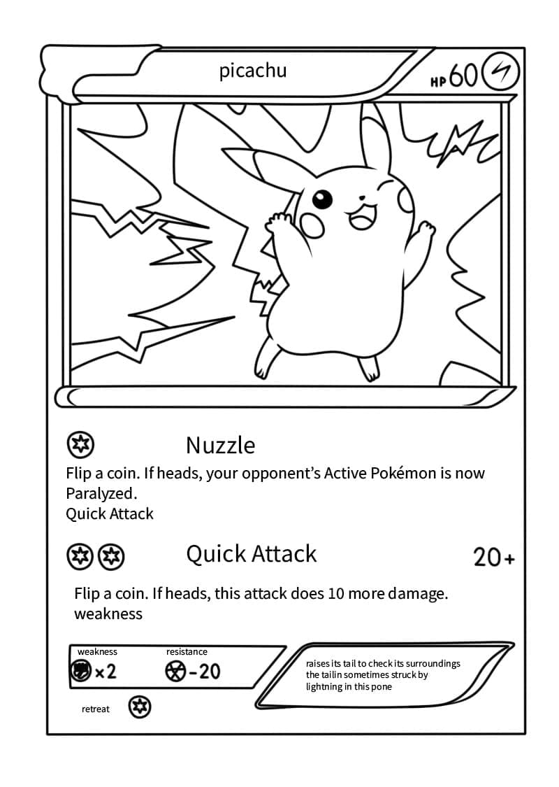 Carte Pokemon Pikachu da colorare