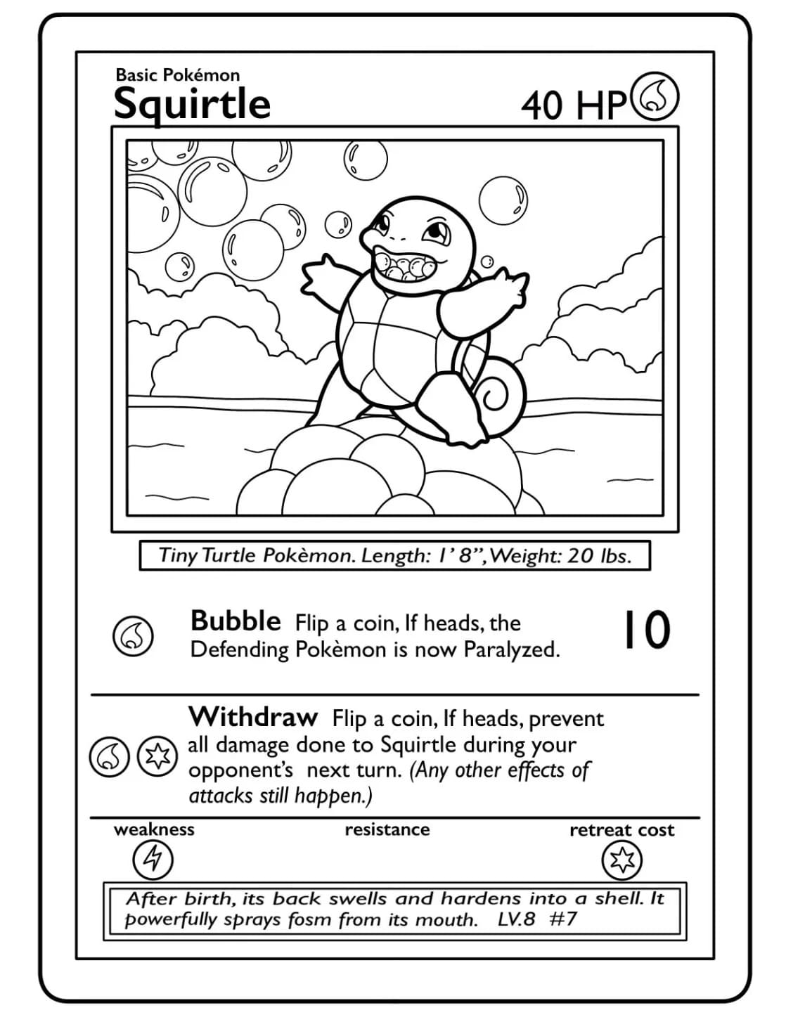 Carte Pokemon Squirtle da colorare