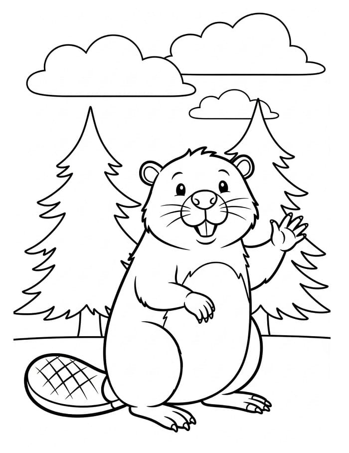 Castoro Amichevole da colorare