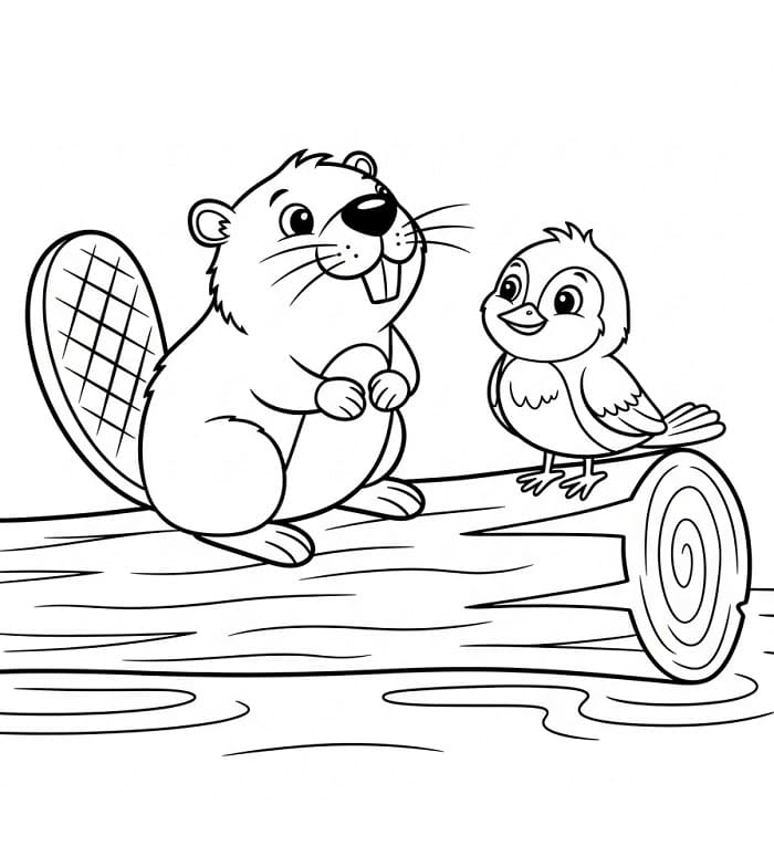 Castoro Kawaii da colorare