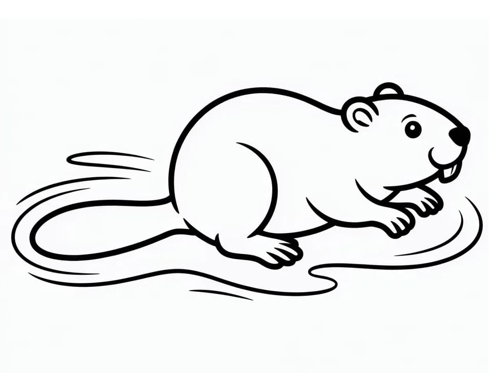 Castoro nella Natura da colorare