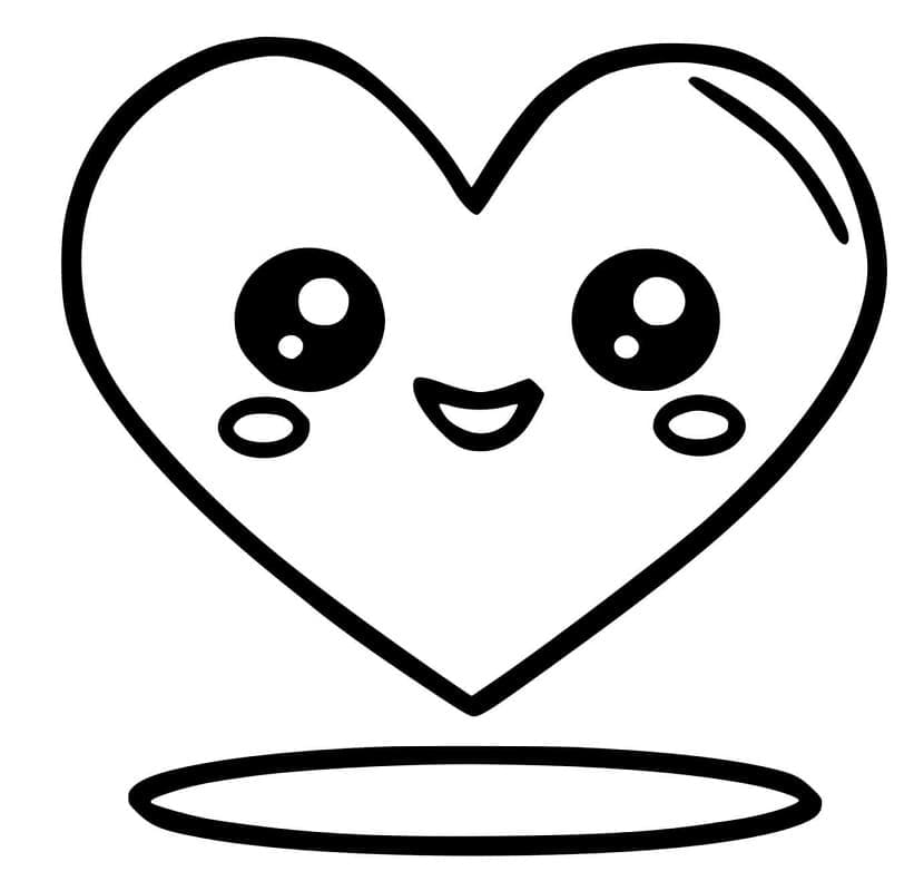 Cuoricino Kawaii da colorare