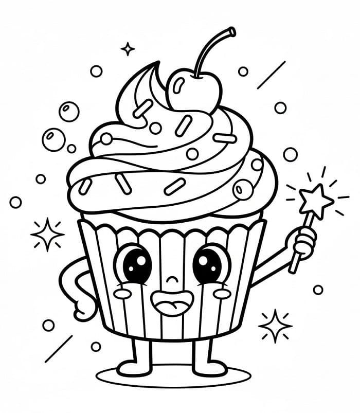 Cupcake Gratis Stampabile da colorare