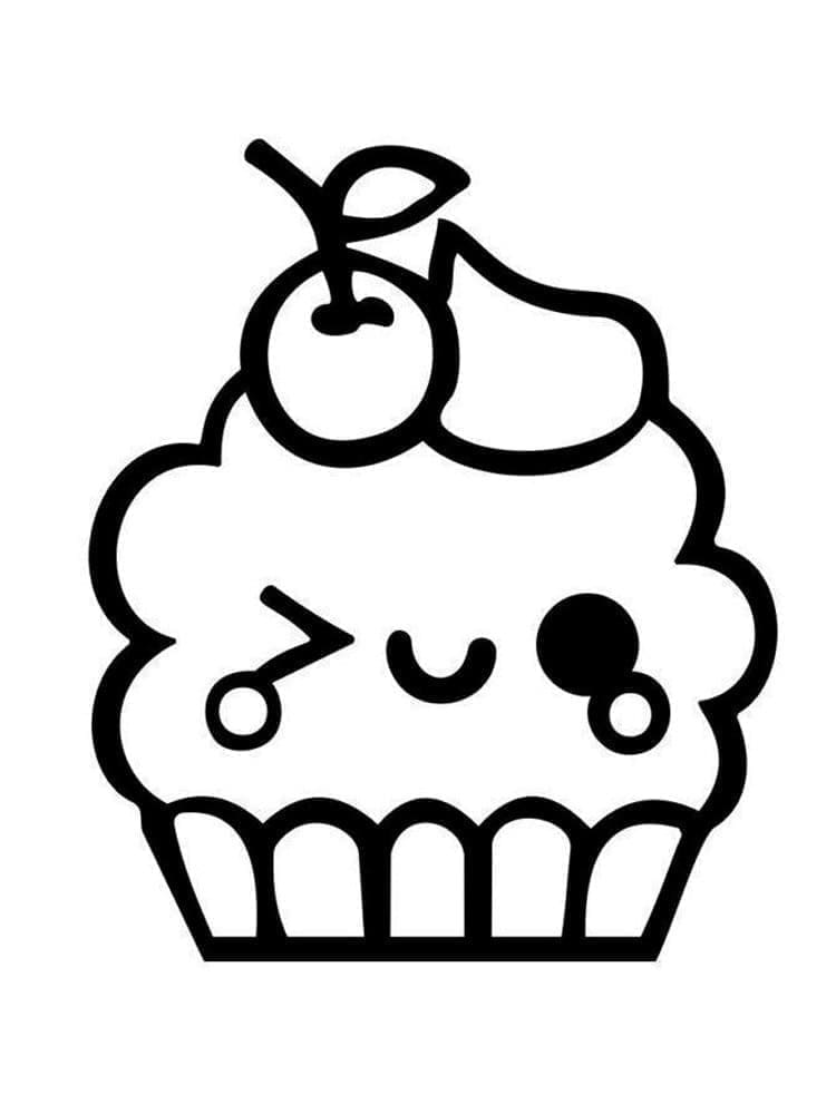 Cupcake Kawaii da colorare