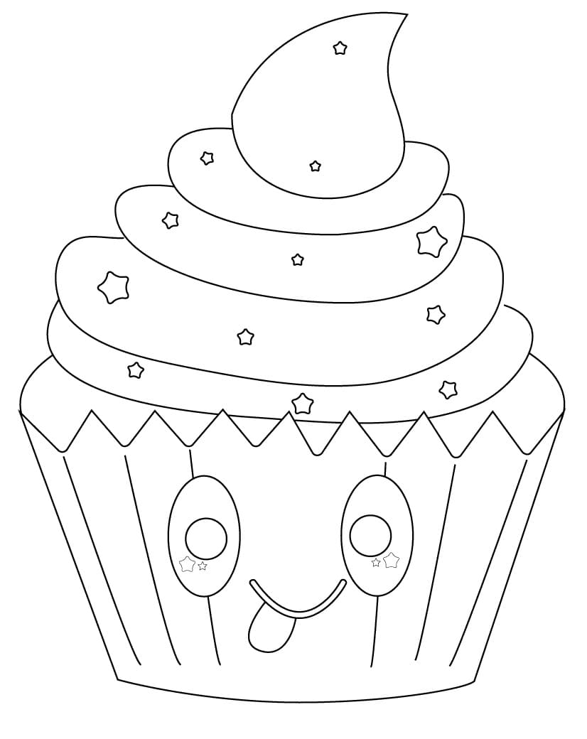 Cupcake Kawaii stampabile da colorare