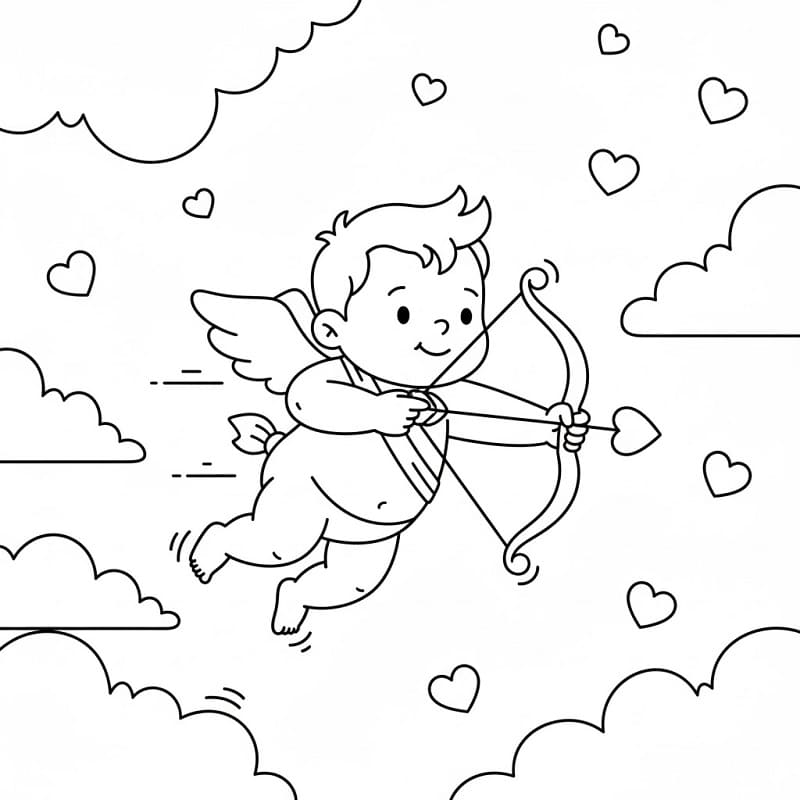 Cupido Gratis per Bambini da colorare