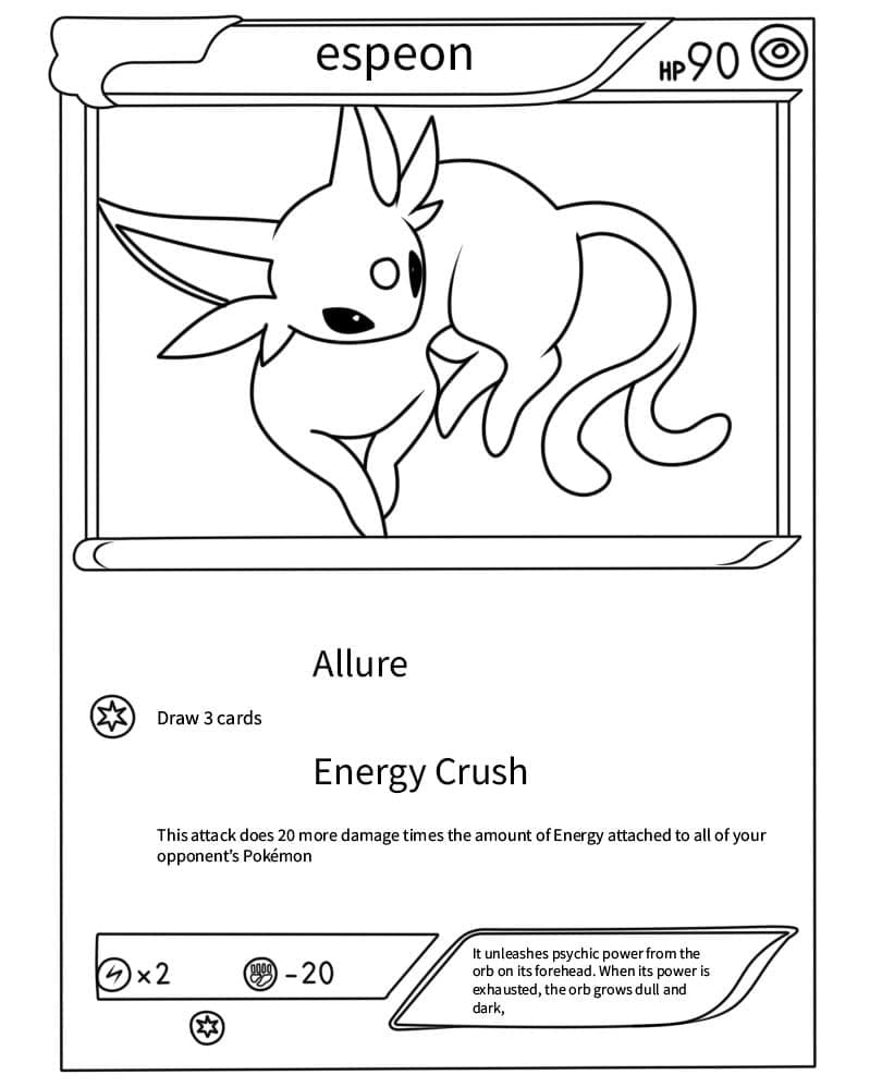 Espeon Carte Pokemon da colorare