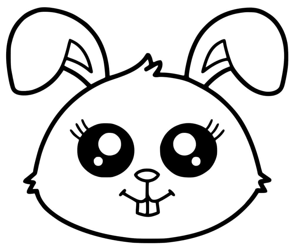 Faccina di coniglietto Kawaii da colorare