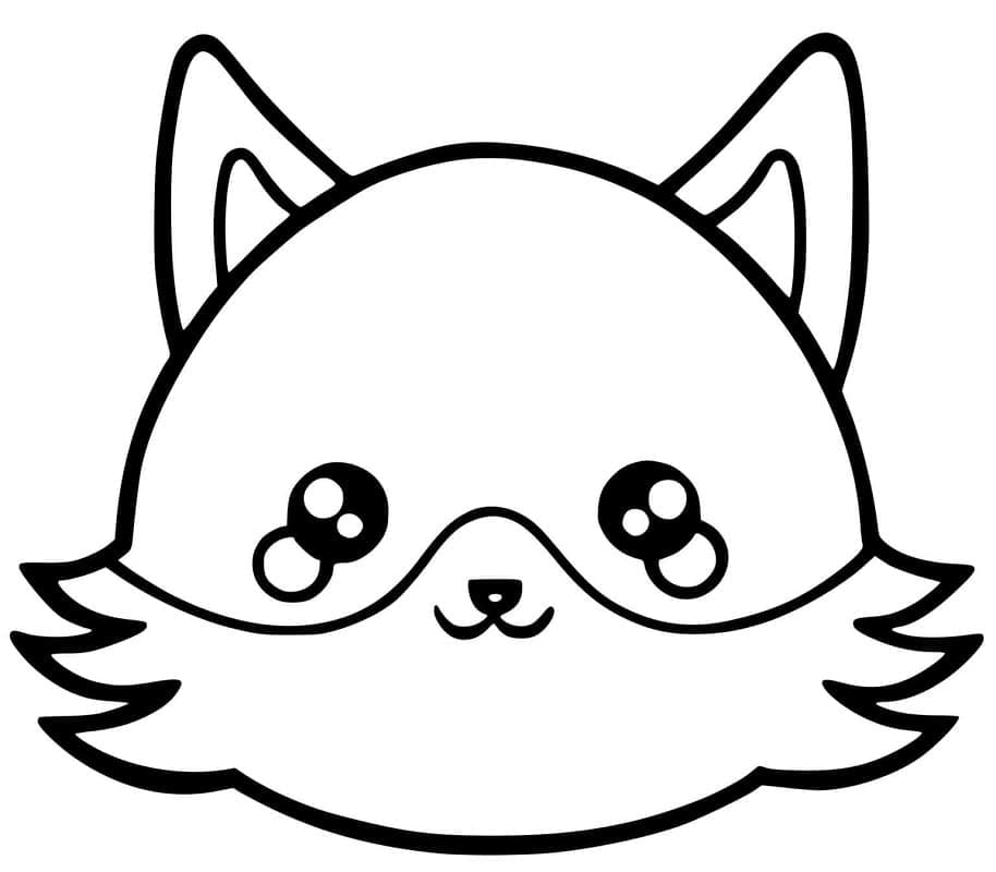 Faccina di volpe Kawaii da colorare