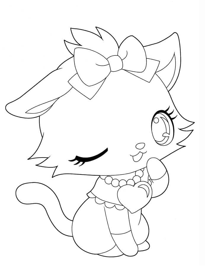 Gattino Kawaii da colorare