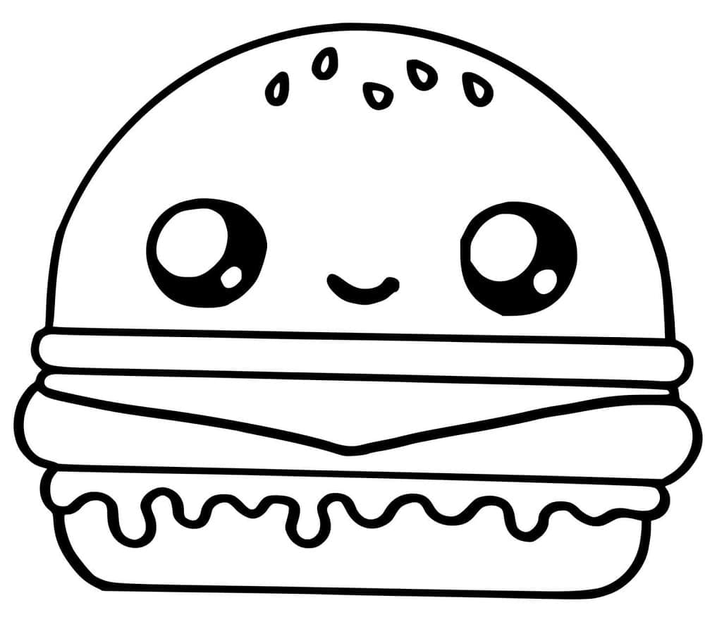 Hamburger Kawaii da colorare