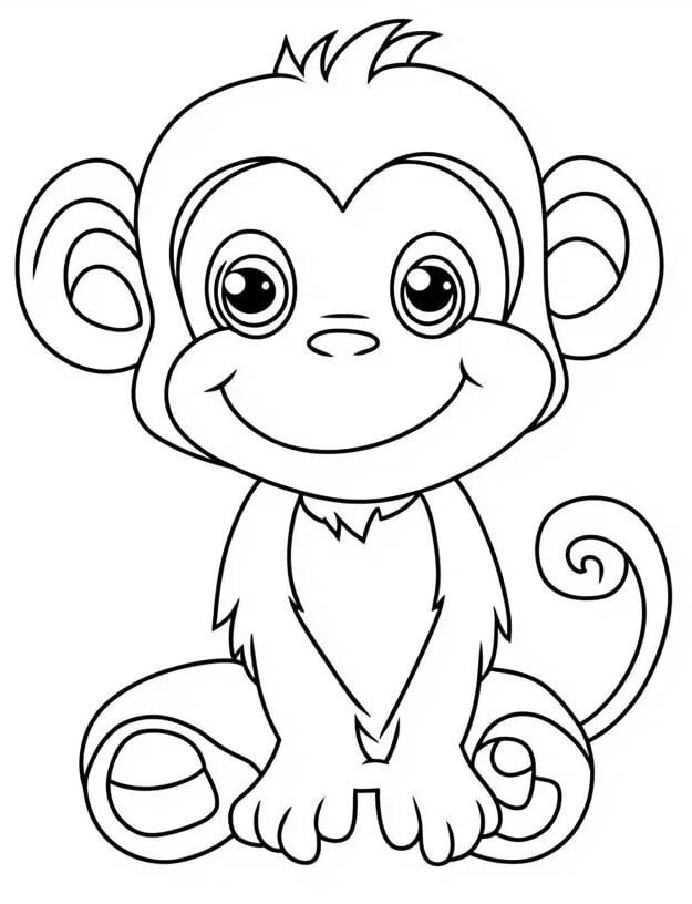 Immagine Stampabile Scimmia da colorare