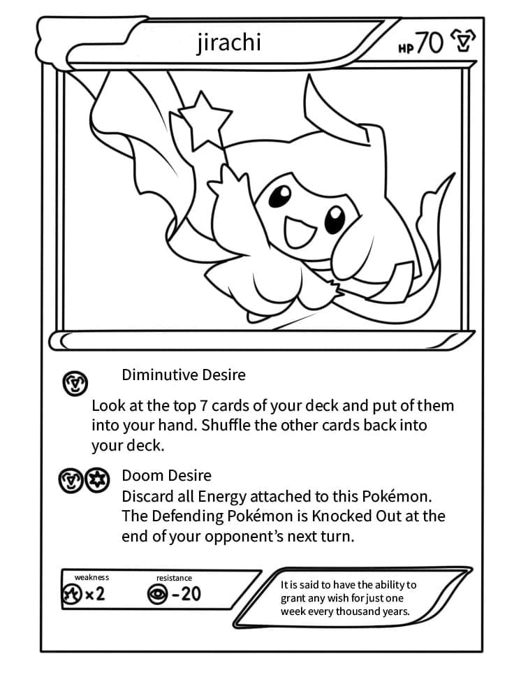Jirachi Carte Pokemon da colorare